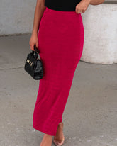 Aaliyah Side Slit Maxi Skirt - Berry